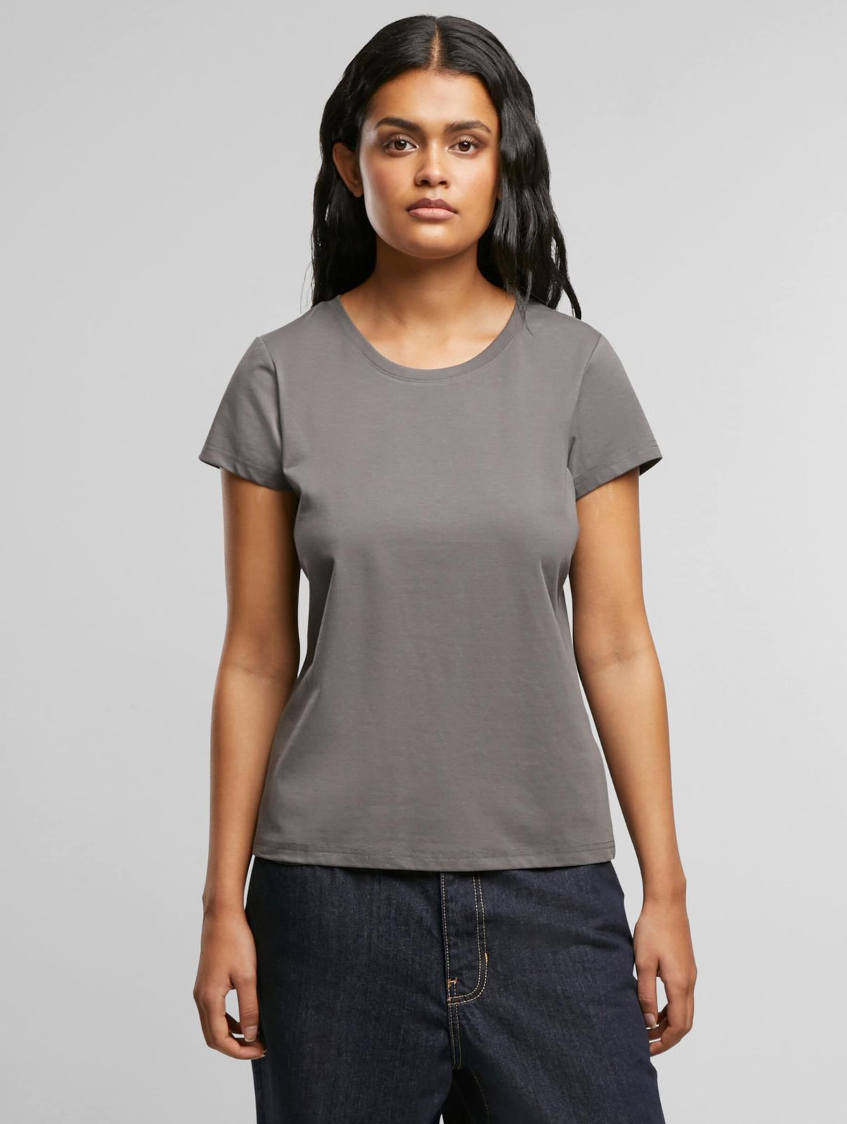 Urban Classics Damen T-Shirt aus Baumwolle Grau