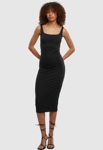 stilvolles Urban Classics Damen Kleid Stretch Taschen mit Baumwolle Schwarz