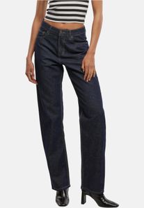 bequeme Urban Classics Damen Jeans Straight Fit Reißverschluss mit Baumwolle Navy