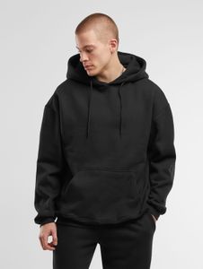 bequemer URBAN CLASSICS Herren Hoodie Rippbündchen Kapuze mit Baumwolle Schwarz
