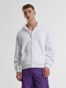 Sweat à capuche homme Casual Urban Classics, blanc, avec cordon de serrage et fermeture éclair, 330 g/m² coton.