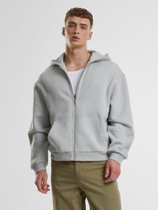 lässiger URBAN CLASSICS Herren Hoodie Kordelzug Reißverschluss 330 g/m² mit Baumwolle Grau