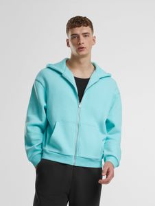 bequemer Urban Classics Herren Hoodie Kordelzug Reißverschluss 330 g/m² mit Baumwolle Hell-Blau