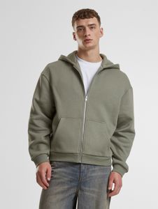 bequemer URBAN CLASSICS Herren Hoodie Kordelzug Reißverschluss 330 g/m² mit Baumwolle Grün