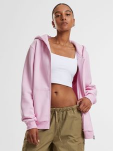 Sudadera con capucha para mujer Modern Urban Classics con cremallera, puños acanalados, algodón de 330 g/m², rosa.