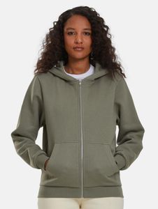 Modern Urban Classics women's hoodie with zipper, ribbed cuffs, 330 g/m² cotton, green