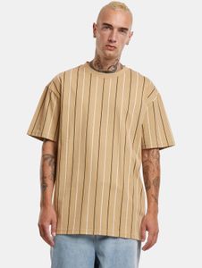 sportliches Urban Classics Herren T-Shirt Rippbündchen mit Baumwolle Beige