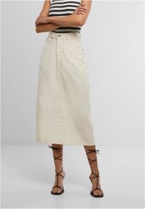 feminines Urban Classics Damen Kleid Reißverschluss Taschen mit Baumwolle Ecru-Weiß