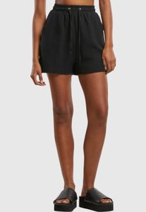 sommerliche Urban Classics Damen Shorts Kordelzug Taschen mit Baumwolle Schwarz