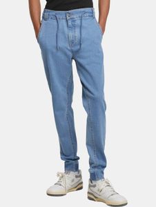 lässige Urban Classics Herren Jeans Stretch Kordelzug Reißverschluss mit Baumwolle Blau
