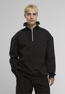 weiches Urban Classics Herren Sweatshirt Stretch Reißverschluss Rippbündchen mit Baumwolle Schwarz