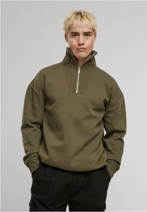 weiches Urban Classics Herren Sweatshirt Stretch Reißverschluss Rippbündchen mit Baumwolle Khaki