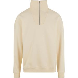 weiches Urban Classics Herren Sweatshirt Stretch Reißverschluss Rippbündchen mit Baumwolle Ecru-Weiß