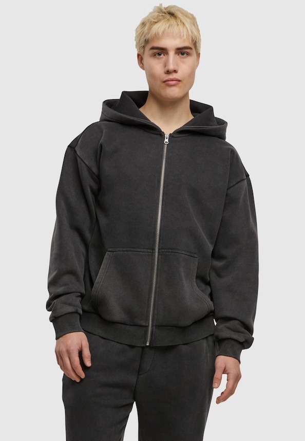 Urban Classics Herren Hoodie mit Reißverschluss aus Baumwolle Grau