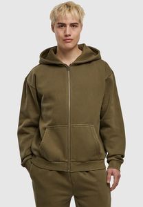 Soft Urban Classics men's hoodie with zipper, ribbed cuffs, 330 g/m² cotton, green
