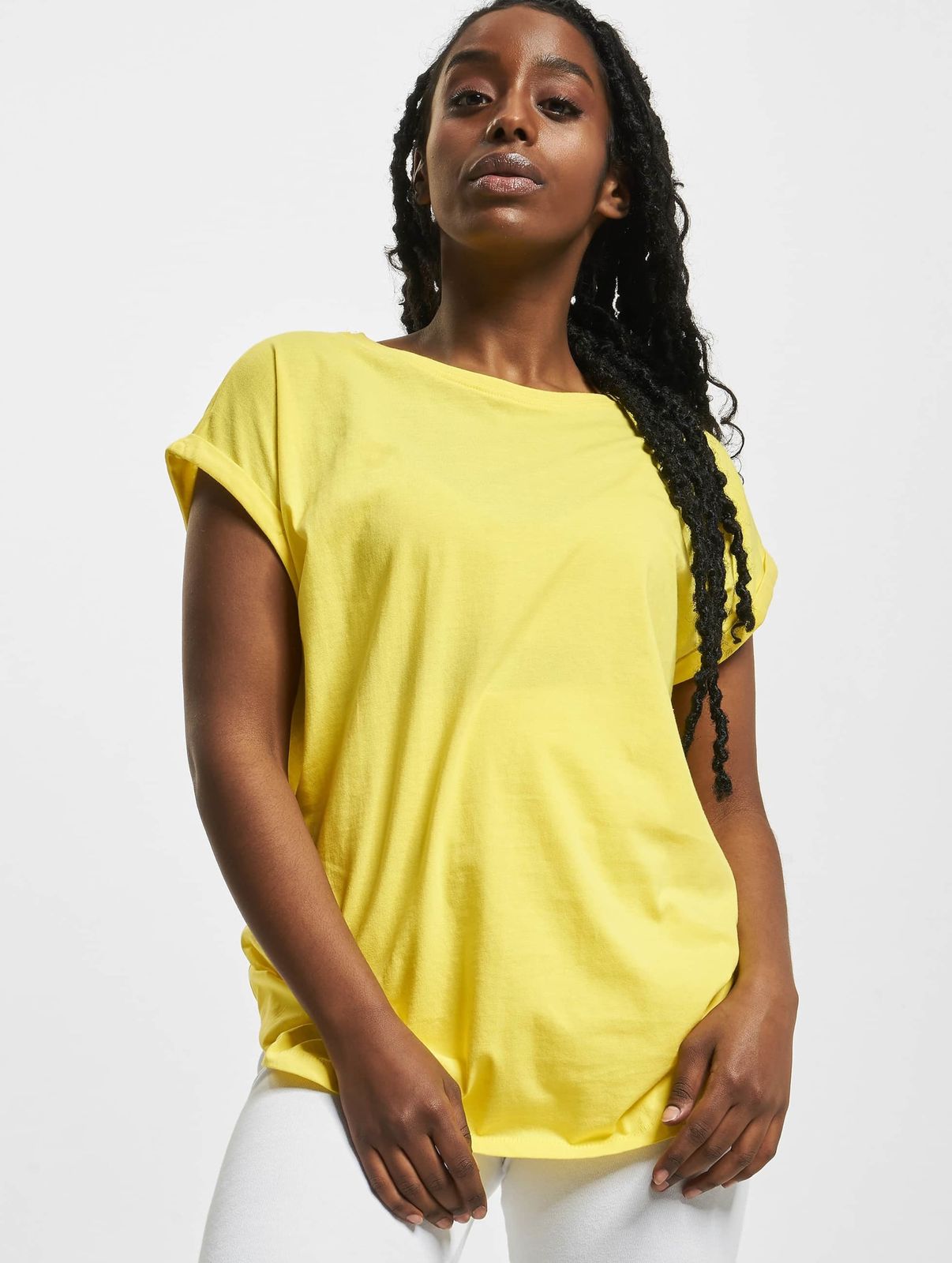 URBAN CLASSICS Damen T-Shirt aus Baumwolle Gelb