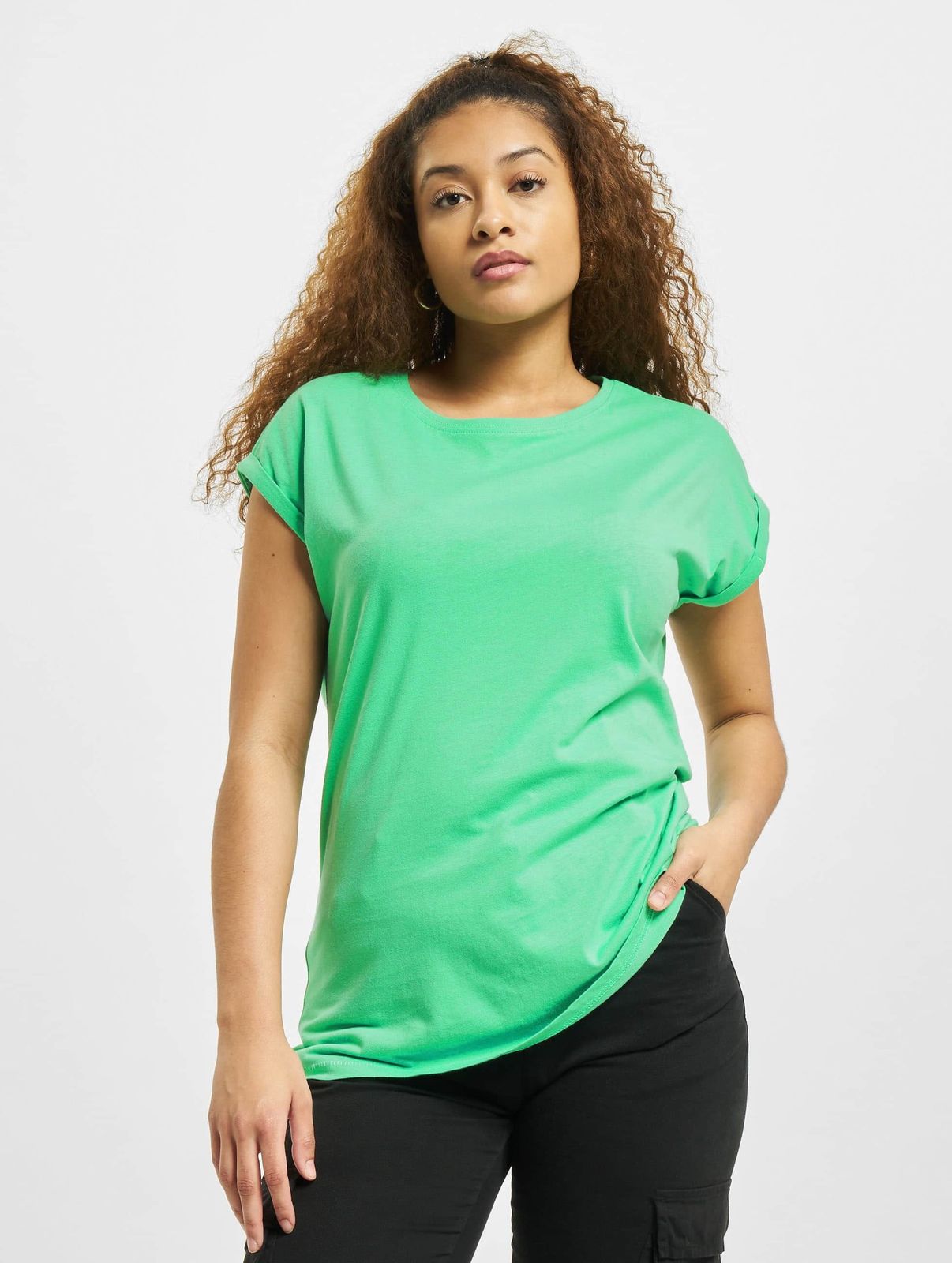 Urban Classics Damen T-Shirt aus Baumwolle Grün