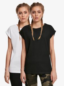 Comoda t-shirt da donna URBAN CLASSICS, 140 g/m², cotone, nero/bianco