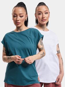 T-shirt femme Urban Classics, style sportif, 140 g/m², 100 % coton, bleu et blanc