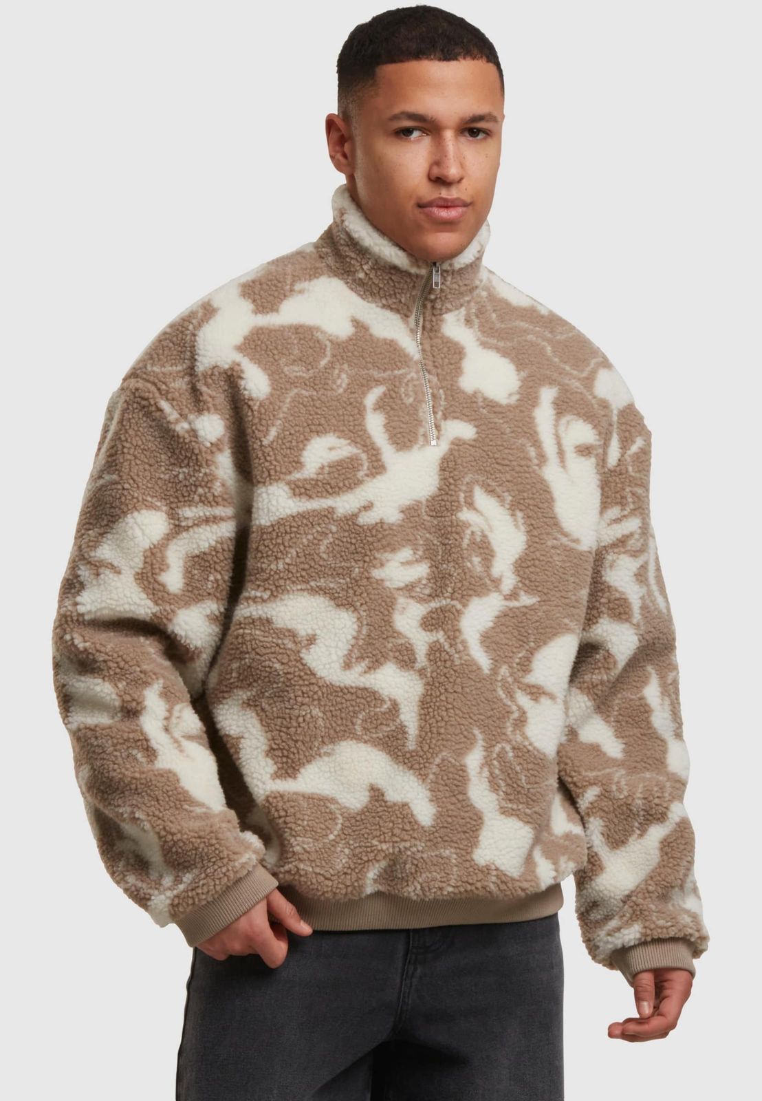 URBAN CLASSICS Herren Jacke Camouflage Oversize Teddystruktur