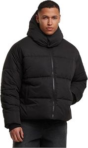 stylische Urban Classics Herren Jacke Reißverschluss Kapuze Schwarz