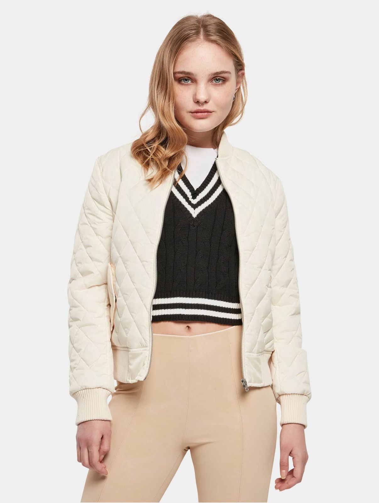 URBAN CLASSICS Damen Jacke mit Reißverschluss und Taschen