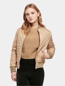 lässige Urban Classics Damen Jacke Reißverschluss Taschen 72 g/m² Beige