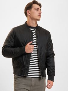 lässige URBAN CLASSICS Herren Jacke Reißverschluss Taschen 108 g/m² Schwarz