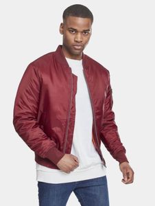 stylische URBAN CLASSICS Herren Jacke Reißverschluss Taschen 108 g/m² Rot