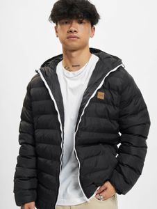 stylische URBAN CLASSICS Herren Jacke Reißverschluss Taschen 65 g/m² Schwarz/Weiß