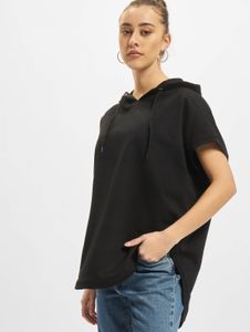 bequemer Urban Classics Damen Hoodie Kordelzug Rippbündchen 240 g/m² mit Baumwolle Schwarz