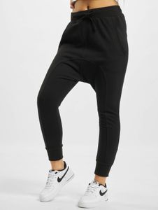 Versatile URBAN CLASSICS women's trousers with drawstring and pockets, 210 g/m² cotton, black