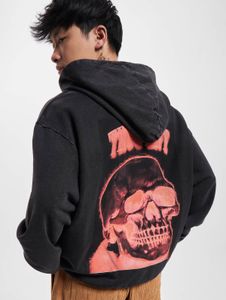 lässiger Thug Life Herren Hoodie große Kapuze Rippstrick 300 g/m² mit Baumwolle Schwarz