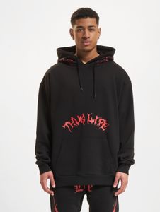 moderner Thug Life Herren Hoodie Kordelzug Rippbündchen mit Baumwolle Schwarz