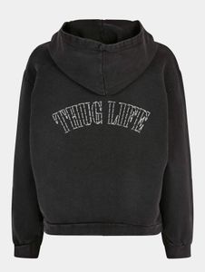 bequemer Thug Life Damen Hoodie 300 g/m² mit Baumwolle Schwarz