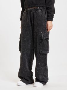 moderne Thug Life Damen Hose Rippbündchen mit Baumwolle Schwarz