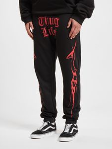 Casual Thug Life men's jeans with ribbed cuffs and cotton, black