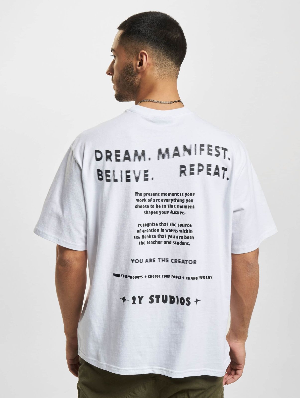 2Y Premium Herren T-Shirt Oversize Baumwolle Weiß