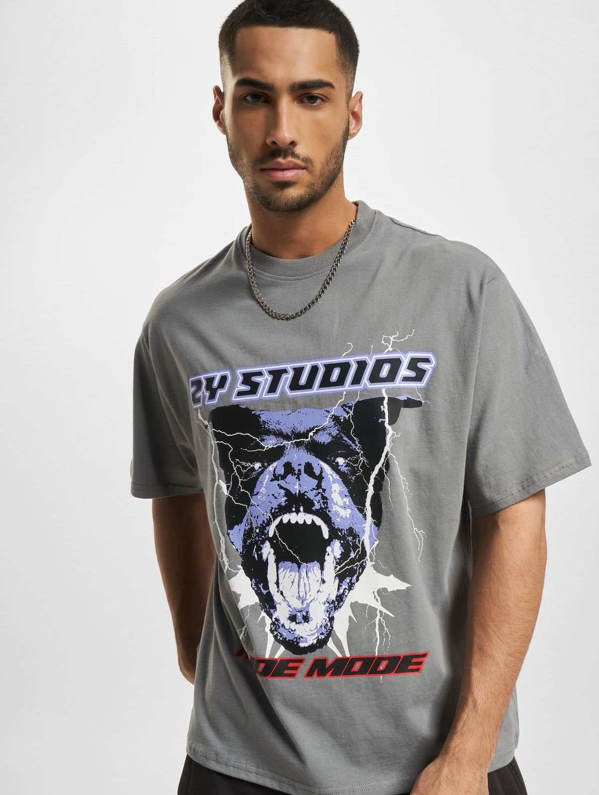 2Y Studios Herren T-Shirt Oversize aus Baumwolle Grau