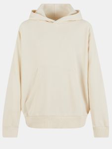 moderner Urban Classics Unisex Hoodie Rippbündchen Kapuze mit Baumwolle Ecru-Weiß