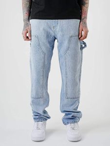 Jean homme UNEFECTED élégant, coupe droite, bleu clair