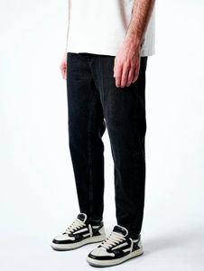 stylische 2Y Premium Herren Jeans Straight Fit Reißverschluss mit Baumwolle Schwarz