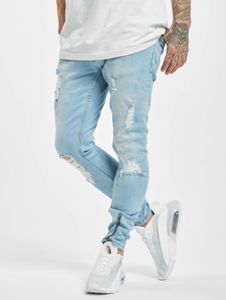 moderne 2Y Premium Herren Jeans Skinny Fit Stretch Reißverschluss mit Baumwolle Blau