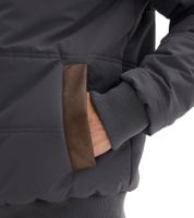Giacca invernale da uomo trapuntata e sostenibile con dettagli in similpelle, modello 921855, grigio ardesia/marrone