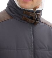 Giacca invernale da uomo trapuntata e sostenibile con dettagli in similpelle, modello 921855, grigio ardesia/marrone