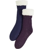 2 paia di calze calde da casa per bambini, calze invernali calde, antiscivolo con fodera in peluche 921382 Blu/Viola