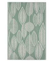 Moderner Outdoor-Teppich im Blattmuster-Design Garten-Teppich Dekoteppich ca.90 x 150cm Grün/Weiß