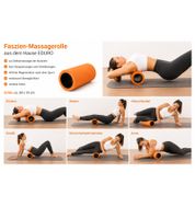 Rullo massaggiante fasciale EDURO per automassaggio muscolare, rullo in schiuma, rullo per recupero, circa 34 x 15 cm, arancione
