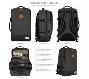 Worldpack Bestway Cabin Pro Daypack 54 cm Handgepäck-Rucksack mit 15" Laptopfach 50L 8837833 Dunkelgrau/Schwarz