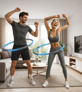 EDURO Hula Hoop - Padded Exercise Equipment for Home Use - Fitness Hoop, 97cm, 8983249, Blue/Gray